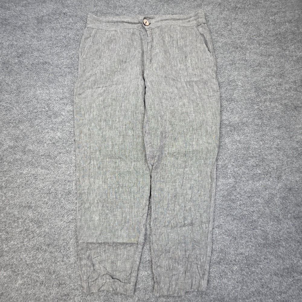 Rough Linen Touch Ankle Pants Women's Medium Gray High Rise Made USA